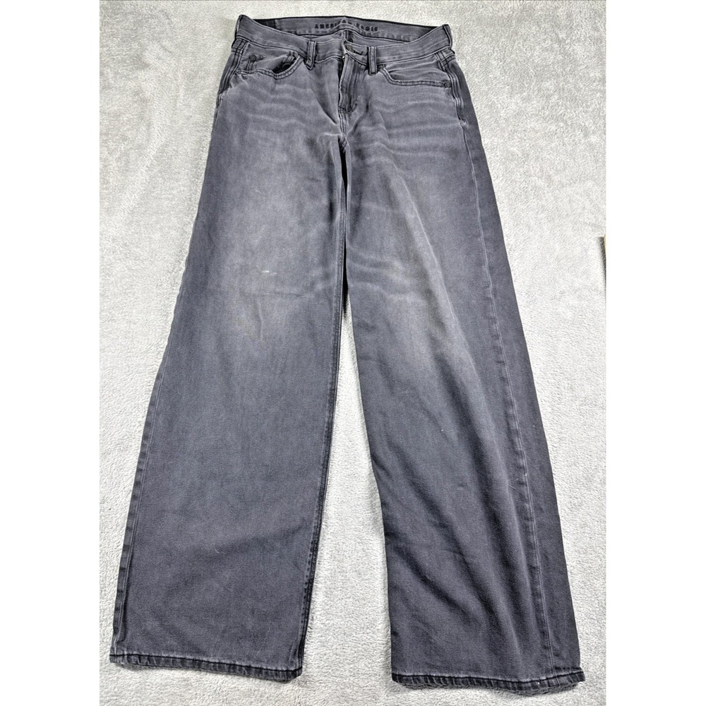 American Eagle Women's Wide-Leg Low-Rise Skater Jean Charcoal Wash Size 2 - Picture 2 of 13